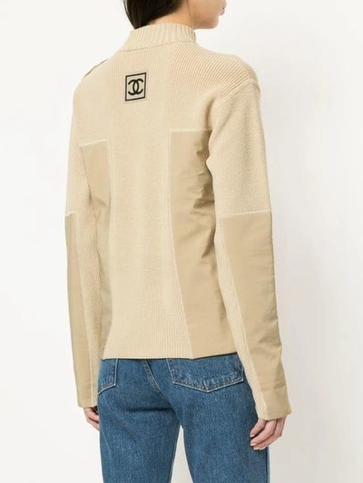 Pre-owned Chanel Panelled Turtleneck Jumper In Neutrals