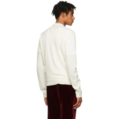 Shop Acne Studios White & Yellow Appliqué Crewneck Sweater