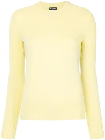 Shop Chanel Cashmere Buttoned Shoulder Jumper - Yellow