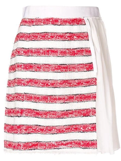 Shop Dolce & Gabbana Vintage Striped Pleated Skirt - White