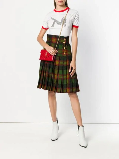 Pre-owned Saint Laurent Pleated Tartan Skirt In Green