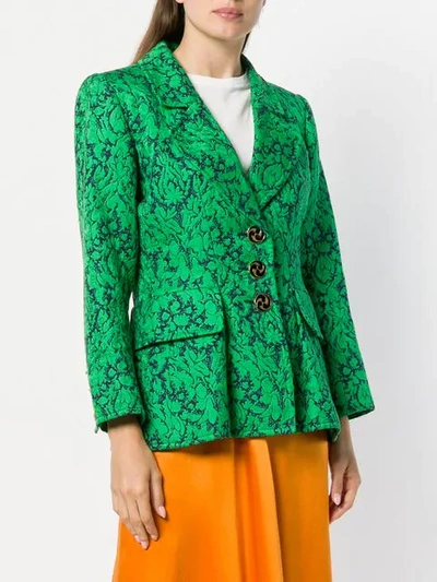 Pre-owned Saint Laurent Floral-jacquard Blazer In Green