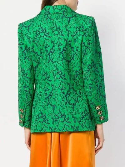 Pre-owned Saint Laurent Yves  Vintage 古着花卉提花西装夹克 - 绿色 In Green