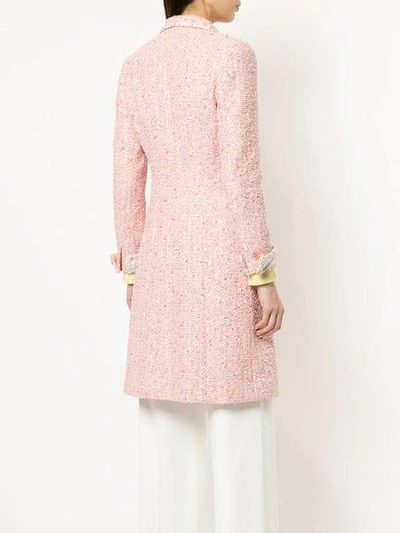 Pre-owned Chanel Vintage Tweed Midi Coat - Pink