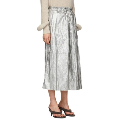 Shop Mm6 Maison Margiela Silver Shiny Skirt In 905 Silver