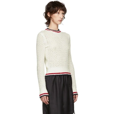 Shop Thom Browne White Open Stitch Knit Sweater In 100 White