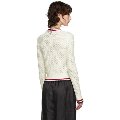 Shop Thom Browne White Open Stitch Knit Sweater In 100 White