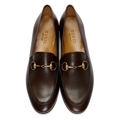 Tidlig skammel overliggende Gucci Jordaan Horsebit-detailed Leather Loafers In Brown | ModeSens