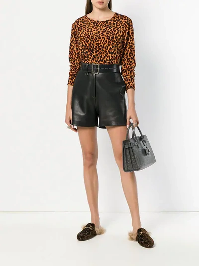 Pre-owned Saint Laurent Leopard-print Blouse In Brown