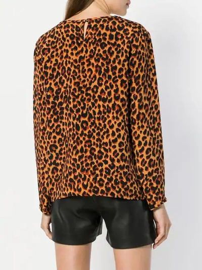 Pre-owned Saint Laurent Leopard-print Blouse In Brown