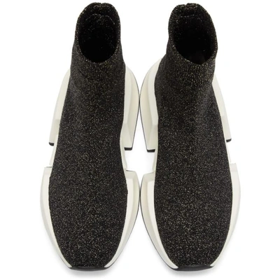 Shop Mm6 Maison Margiela Black Glitter Sock High-top Sneakers In T8013 Black