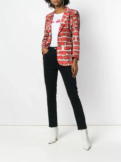 Pre-owned Moschino Vintage 1997 Brick Wall Blazer In Red
