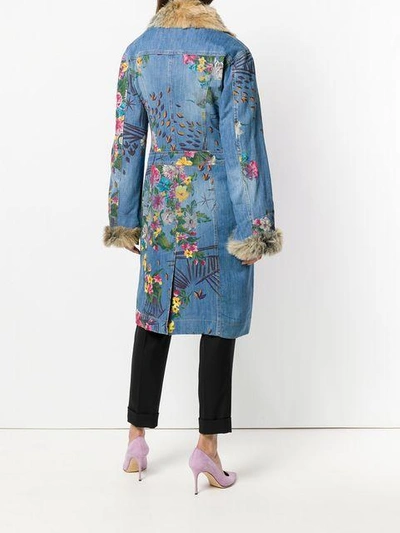 Pre-owned Kenzo Floral Denim Coat In Blue