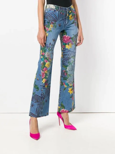 Pre-owned Kenzo Floral Flared Jeans In Blue