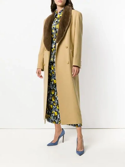 Pre-owned Kenzo Double Breasted Long Coat In Neutrals