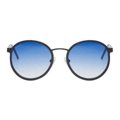 Shop Blyszak Black And Blue Collection Iv Sunglasses In Black/ocean