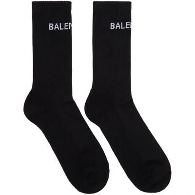 Shop Balenciaga Black Logo Tennis Socks