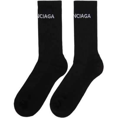 Shop Balenciaga Black Logo Tennis Socks