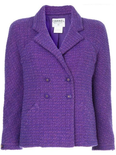 chanel purple tweed jacket