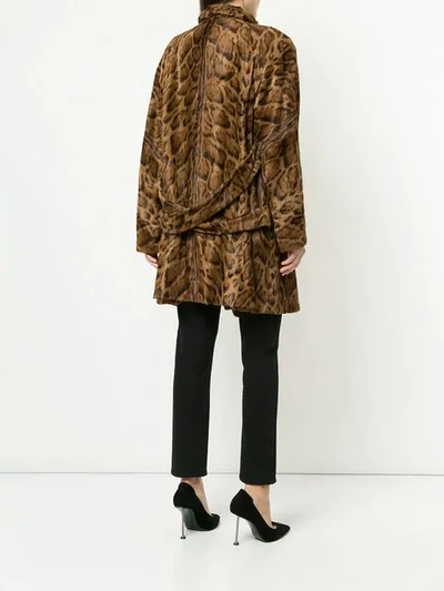Pre-owned Fendi Faux Leopard Fur Coat In Brown