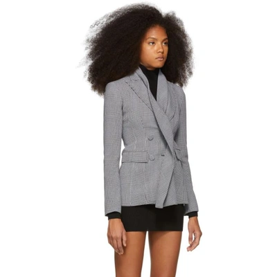 Shop Off-white Black And White Galles Double-breasted Blazer In Grey