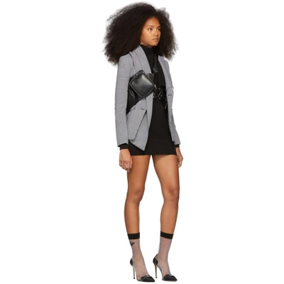 Shop Off-white Black And White Galles Double-breasted Blazer In Grey