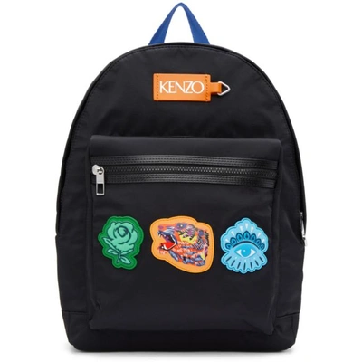 Shop Kenzo Black Icon Patch Backpack In 99 Black