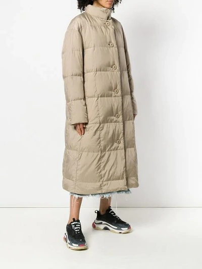 Shop Issey Miyake Vintage Buttoned Padded Coat - Neutrals