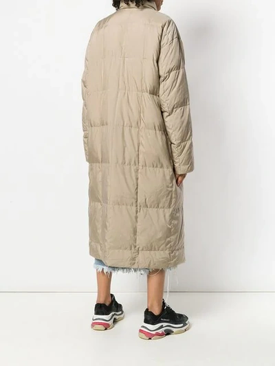 Shop Issey Miyake Vintage Buttoned Padded Coat - Neutrals
