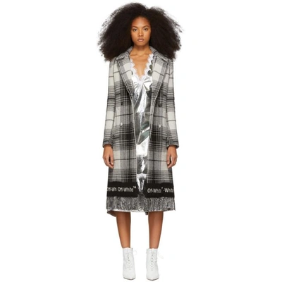 Shop Off-white Grey Check Blanket Coat