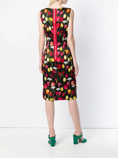 Pre-owned Dolce & Gabbana Floral Print Mid-length Dress In Black