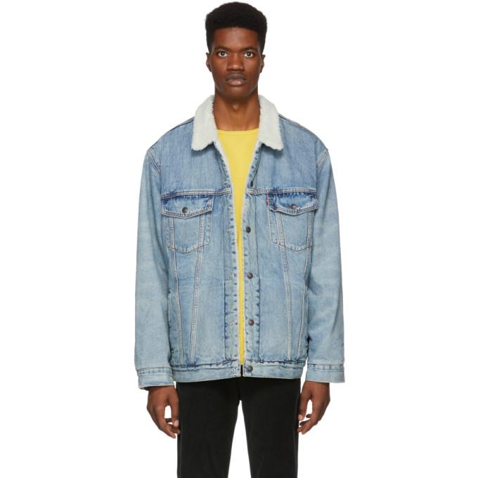 mustard sherpa trucker denim jacket