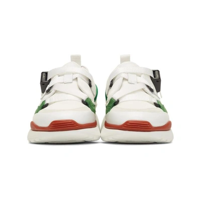 Shop Chloé Chloe White And Green Sonnie Sneakers In 39v Green