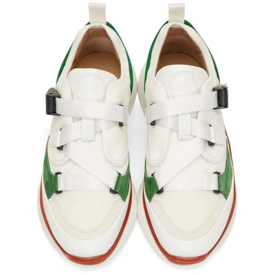 Shop Chloé Chloe White And Green Sonnie Sneakers In 39v Green