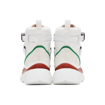 Shop Chloé White & Green Sonnie High-top Sneakers