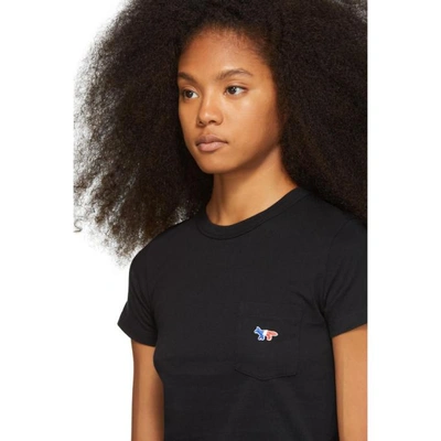 Shop Maison Kitsuné Black Tricolor Fox Patch Pocket T-shirt