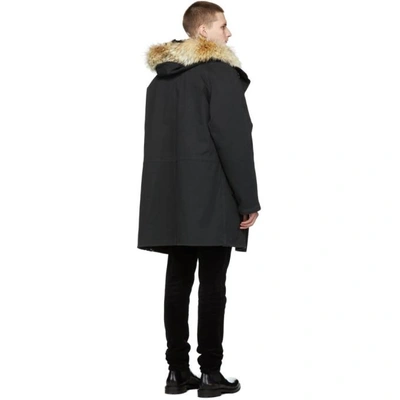 Shop Yves Salomon Black Cotton Parka In A9039 Wsh B