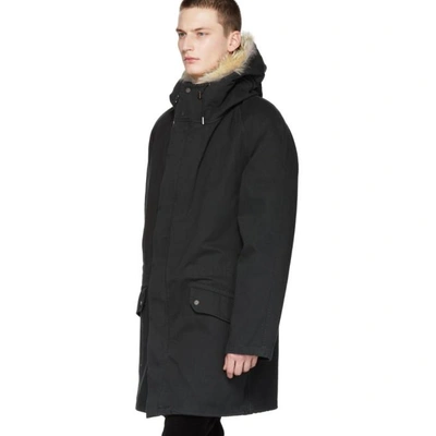 Shop Yves Salomon Black Cotton Parka In A9039 Wsh B