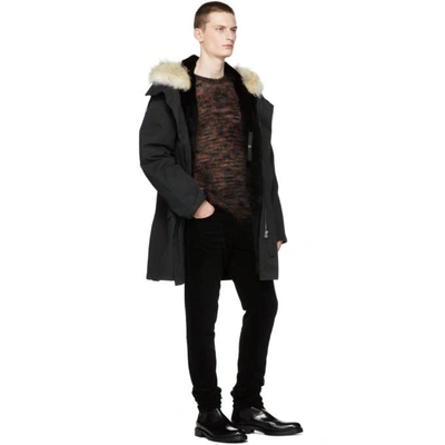 Shop Yves Salomon Black Cotton Parka In A9039 Wsh B