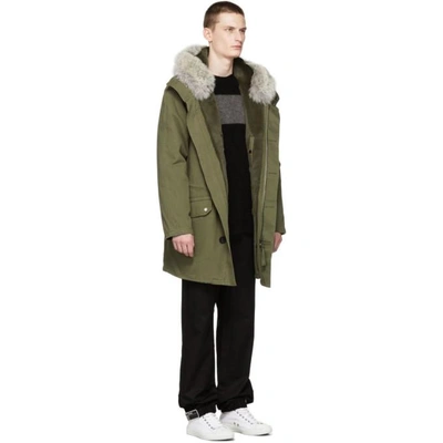 Shop Yves Salomon Green Cotton Parka In A8045 Grn