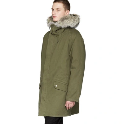 Shop Yves Salomon Green Cotton Parka In A8045 Grn