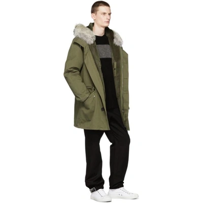 Shop Yves Salomon Green Cotton Parka In A8045 Grn