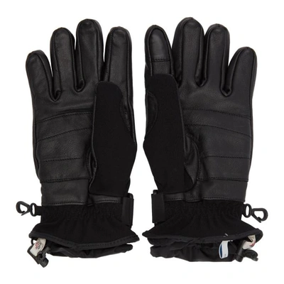 Shop Moncler Grenoble Black Logo Ski Gloves In 999 Black