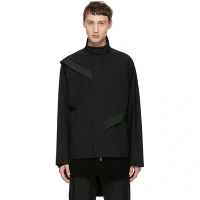 Kiko Kostadinov Black Gaetan Cut Through Jacket In Black Green  