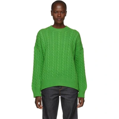Shop Loewe Green Cable Knit Sweater In 4100 Green