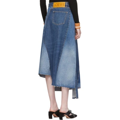 Shop Loewe Blue Denim Patchwork Skirt In 5400 Blue D
