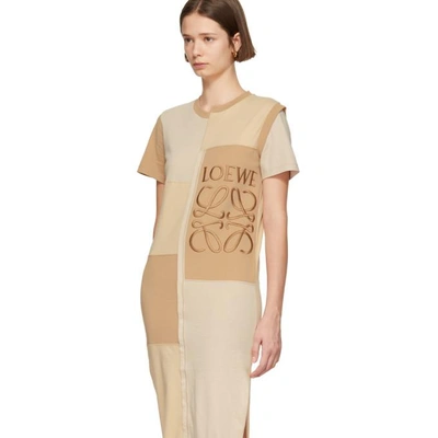 Shop Loewe Beige Patchwork T-shirt Dress In 2140 Beige