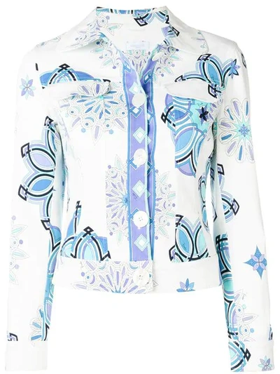 Shop Emilio Pucci Vintage Geometric Pattern Jacket - White