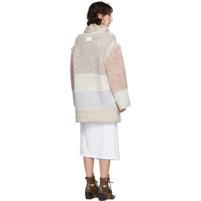 Shop Stella Mccartney Off-white Faux-fur Oversized Coat In 8490 Bone/c