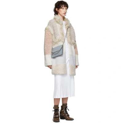 Shop Stella Mccartney Off-white Faux-fur Oversized Coat In 8490 Bone/c